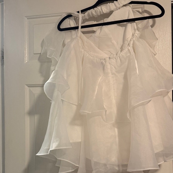 White Layered Ruffle Blouse - Picture 2 of 2